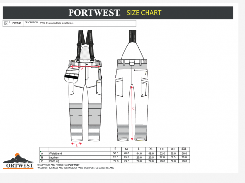 Pantaloni Hi-Vis de iarna, portocaliu/negru, regular, PW3, Portwest